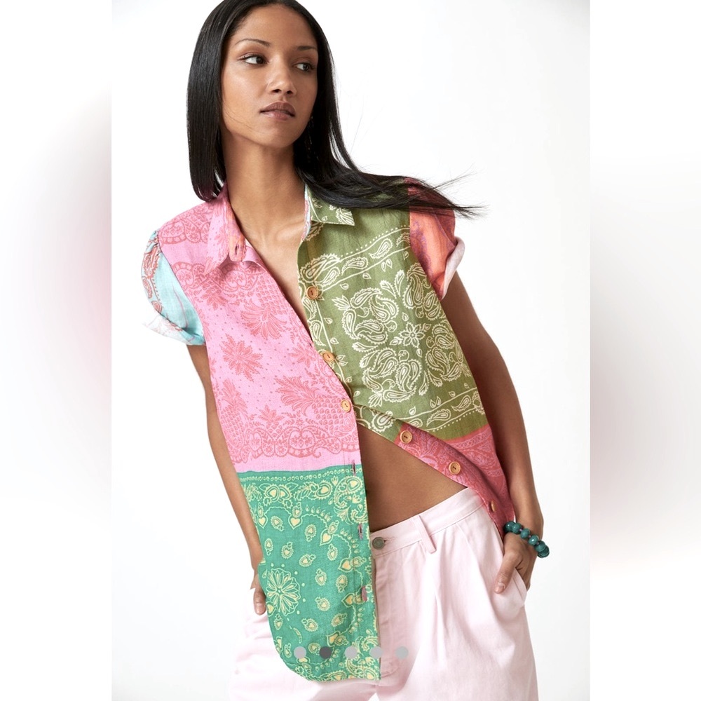 Farm Rio for Anthropologie Patchwork Shirt